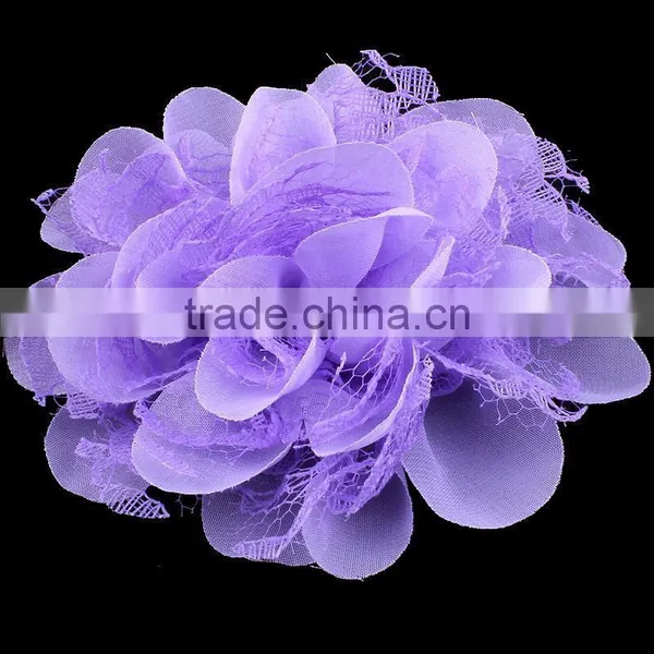 Chiffon and Lace Flower Clip for Kids Hair Accessories for Baby Girl photo-3