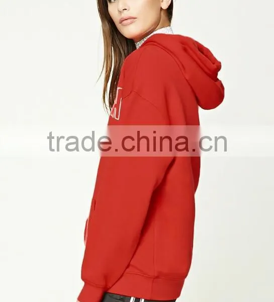 Cheap Custom Made Plus Size Red Long Sleeve Women Hoodie Sweatshirt Winter Graphic Print Plain Pullover Hoodie For Sale photo-2