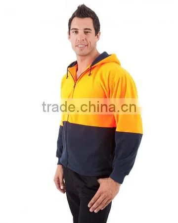 Orange/Navy Safety Jacket Full Zip Polar Fleece Hi Vis Hoodies photo-4