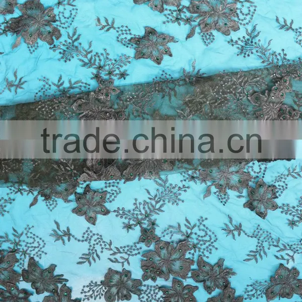 2017 Most Popular Beaded Tulle Lace Fabric Manufactured in China photo-5