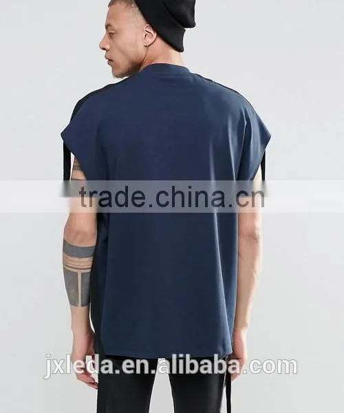 Custom Men Fashion Super Oversized Sleeveless Heavyweight Jersey T-shirt With Taping photo-2