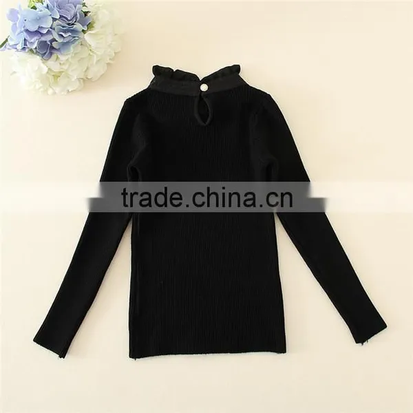 Model for Kids Knitted Solid Sweaters Mandarin Collar Children Cardigan Sweater for Girls photo-2
