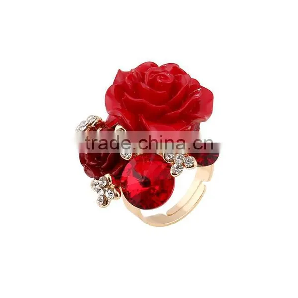 Zm53233a Christmas Hand Decoration Women Ring Jewelry Ladies Finger Rings With Rose Red photo-2