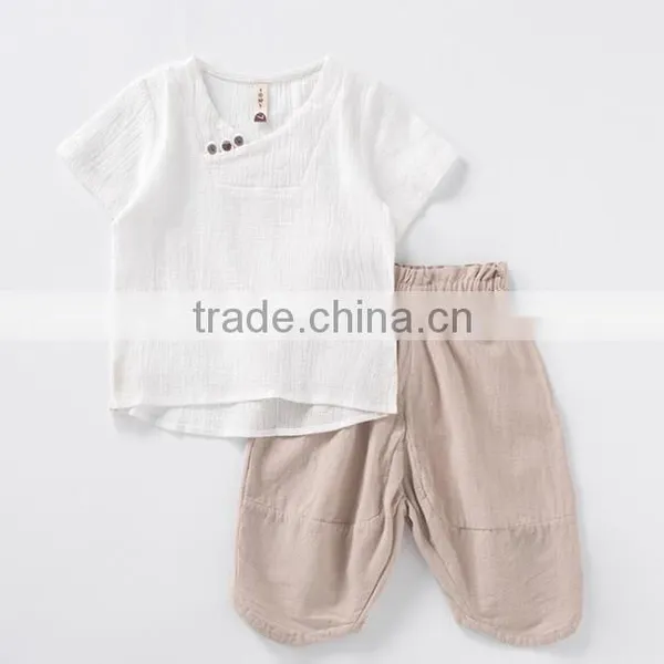 Zm35673a Wholesale Baby Kid Clothes Casual Chinese Style Boys Shirt and Pant Set photo-3