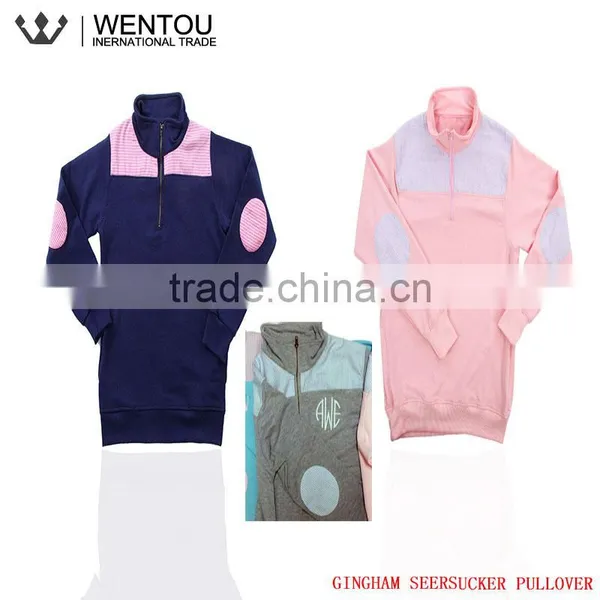Wholesale Monogram Ladies Seersucker Long Sleeve Pullover photo-4