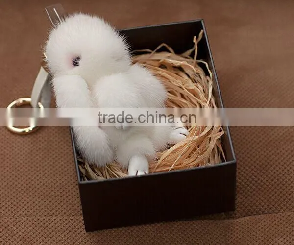 High Quality Mink Fur Rabbit Shape Keychain/mink Fur Keychain photo-4