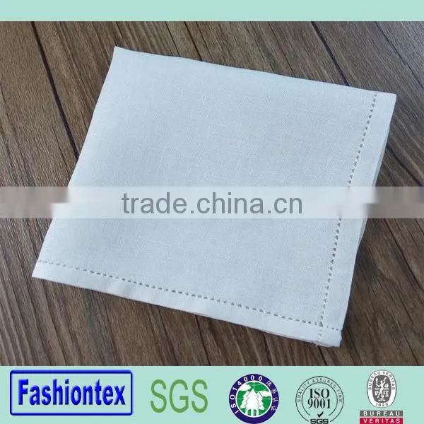 Hotel Dinner White Napkin Cotton Linen With Hemstitch Border photo-2