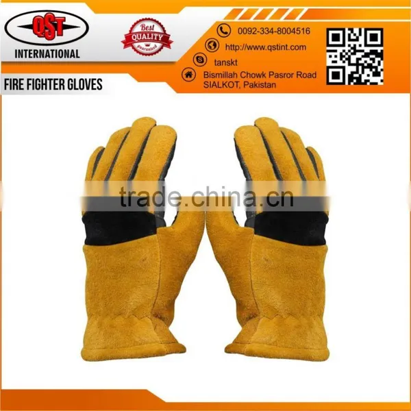 Leather Work Gloves With Insulated Split Cowhide for Firefighter photo-4