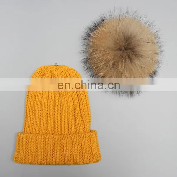 Wholesale Plan White Knitting Beanie Hat For Child With Fur Ball Baby Hat photo-6