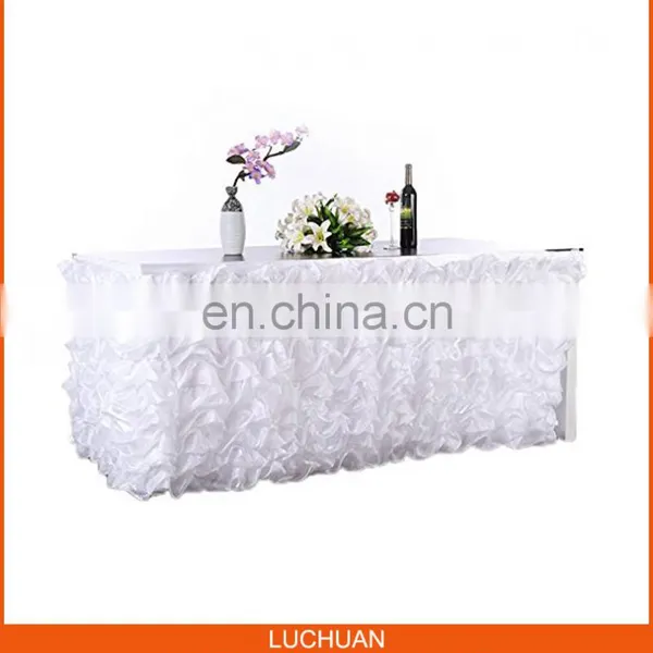 Fancy Wedding Banquet Organza Ruffled Table Skirt photo-2