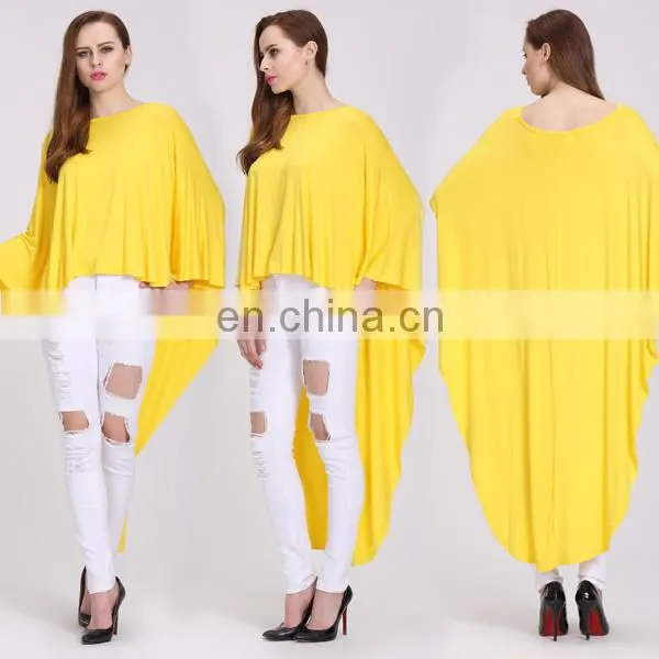 Latest Fashion Long Top Dolman Sleeve Design Short Front Long Back Top photo-2