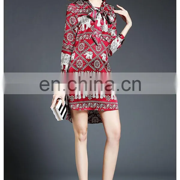 High Quality Ladies Front Short and Back Long Tunic Dress, Print Taffeta Petite Dress photo-2