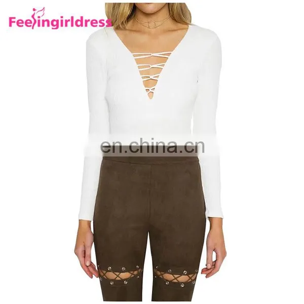 Latest Design Big Stock Dark Red Knitting Bodysuit Long Sleeves Women Sexy Jumpsuits Rompers photo-5