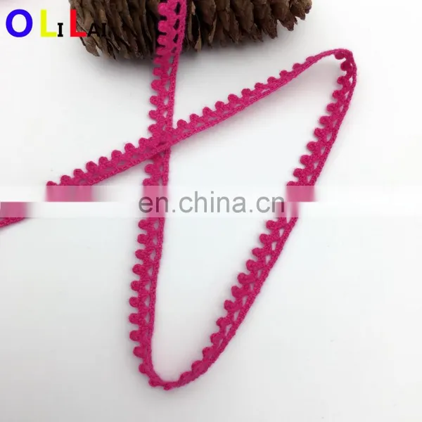 OLCT071 0.8cm Fashion Pink Cotton African Tulle Lace Crochet Guipure for Ladies Clothes photo-4