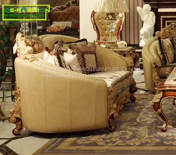 OE-FASHION Solid Oak Wood Furniture Fabric Wooden Frame Countryside Style Sofa Sets photo-2