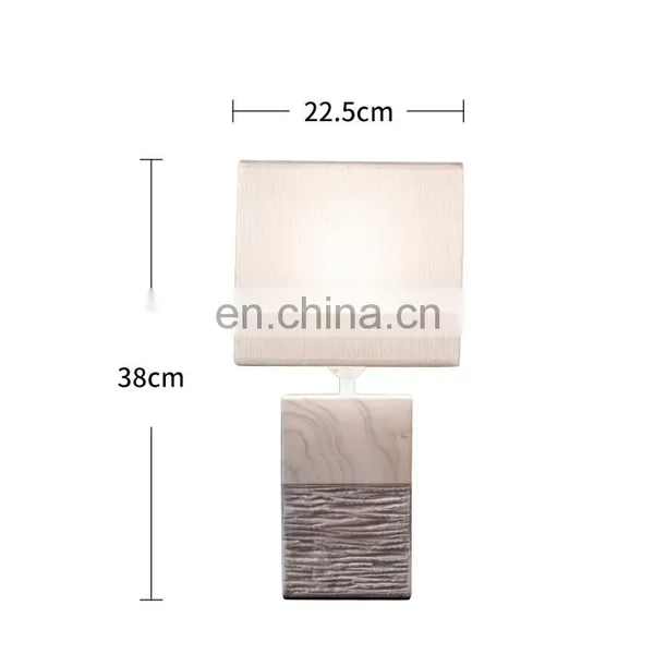 Factory Direct Sale Bulk Cheap Price Cuboid Pillar Ceramic White Modern Marble Table Lamp for Hotel Bedside photo-5