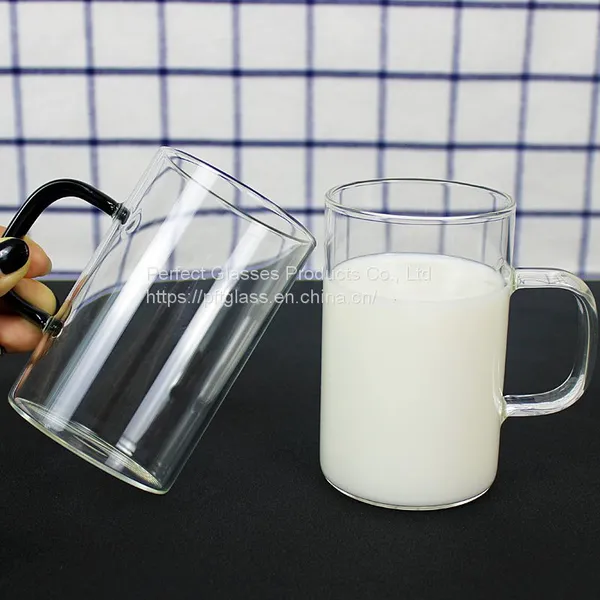 Hot Sale Logo Customized Glass Cup With Colorful Handle Glass Coffee Mug With Green Brown Blue Handle photo-3