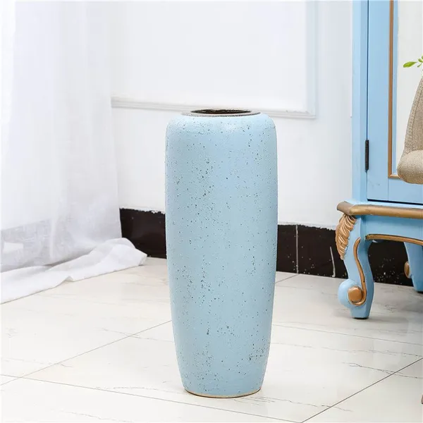 Nordic Fresh Hand Made Large Blue Ceramic Vase For Hotel Office Home Decor photo-4