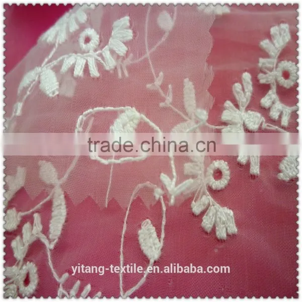 Organza Embroidered White Fabric photo-2