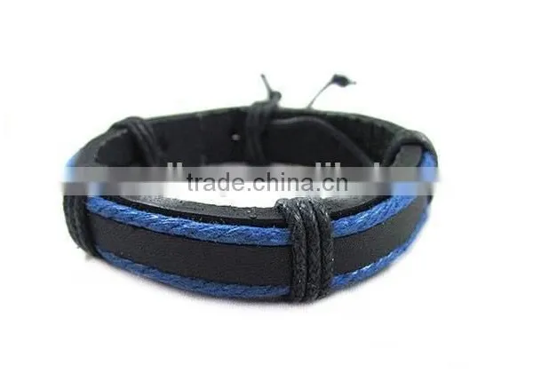 Handmade Cowhide Leather Men Wrap Slider Charm Bracelet Bangle for Gifts photo-4