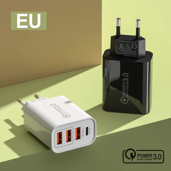 Portable QC3.0 4 USB Travel Charger Adapter EU US Plug Mobile Phone Charger for IPhone XS Max X 8 IPad Tablet photo-4