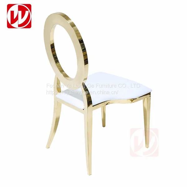 Mirror Gold Stainless Steel Round Back Design Stacking Hotel Banquet Chair Cheap Wedding Chair photo-4