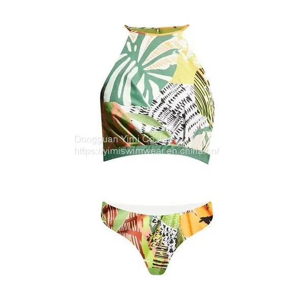 2 Pieces Ladies Women Printed Sexy Swimsuit Bikini Swimwear With Skirt Cover-Up photo-4