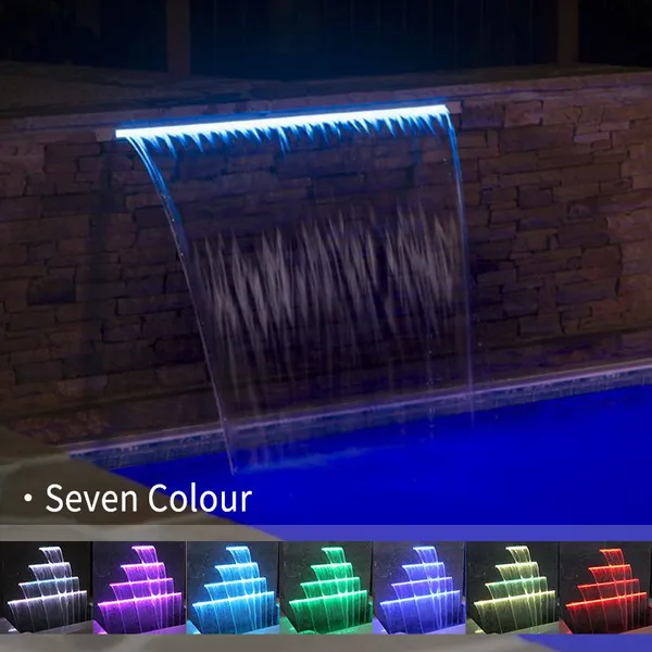Best Selling Indoor/Outdoor Acrylic Garden Wall Water Curtain Sheer Descent Pool Waterfall LED Lights Top Selling Pool Lights photo-2