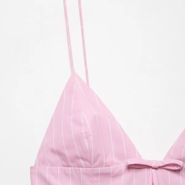 2025 Spring/Summer New European and American Style Women's Fashion Sexy Hot Girl Bow Decoration Dress photo-3