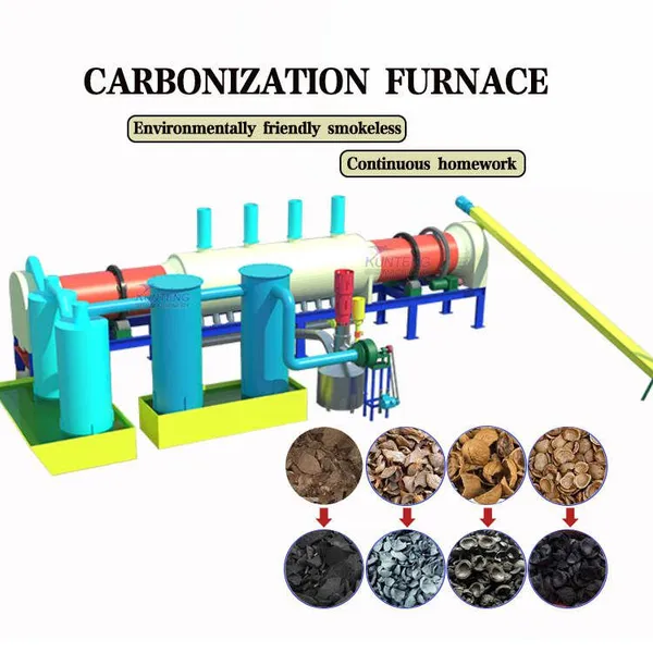Industrial Continuous Palm Kernel Shell Charcoal Making Machine EFB Biochar Carbonization Production Line EPC