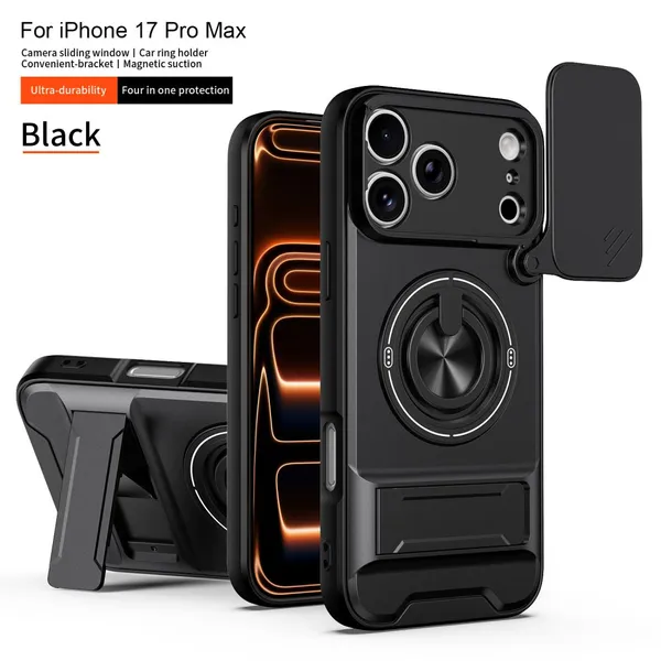 Suitable for Apple 17promax All-inclusive Mobile Phone Case Litchi Pattern Magnetic Invisible Bracket 18/17p Advanced Protective Cover photo-4