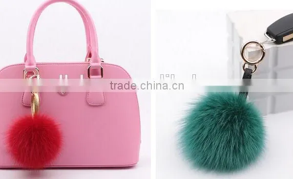 Multi Colors Women Girls Keychain Bag Phone Carkey Ornaments Fox Fur Pom Pom Keyring Quality Choice photo-5