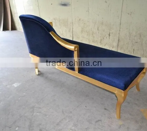Royalblue Velvet Gold Frame Lounge Chaise XY2869A photo-4
