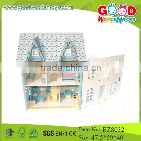 Kids Mini Villa Toys Modern Villa With Furniture Wooden Villa Toys