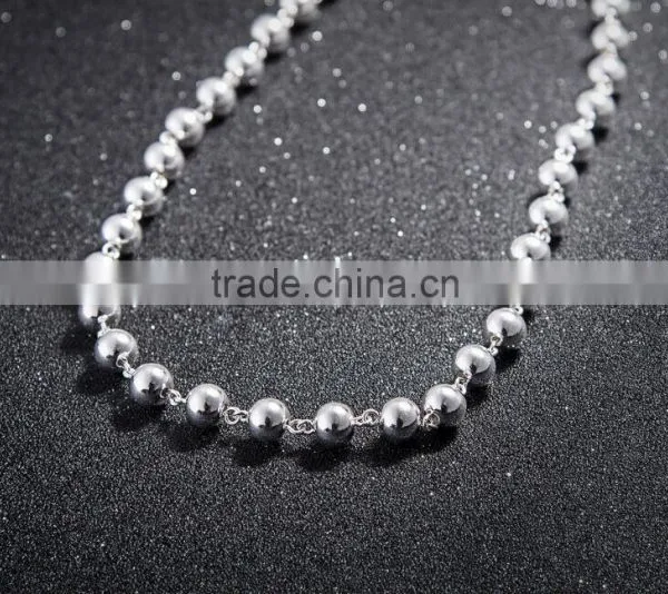 8mm Sterling Beads 925 Sterling Silver Neckalce in Stock photo-6
