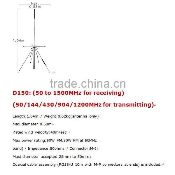 SUPPER DISCONE ANTENNA D150 50-1500MHZ,multi Band Antenna,wide Band Antenna photo-2