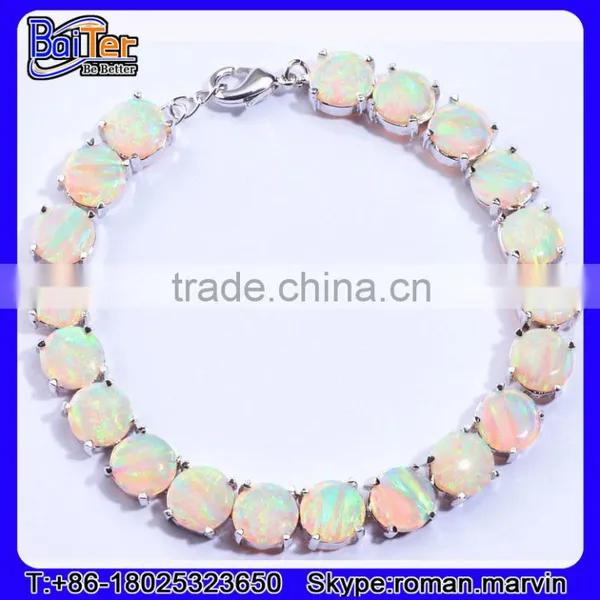 Wholesale Women Jewelry 925 Stelring Silver Synethic Fire Opal Bracelet photo-2