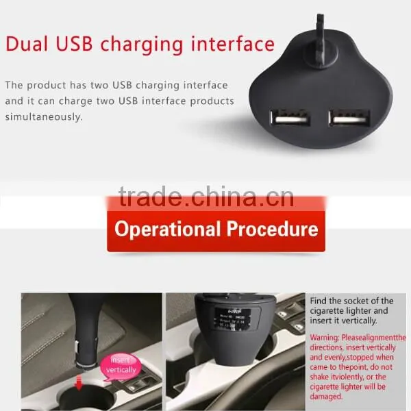 Wholesaler Support Dual USB Car Charger 5V 2.1A In-car Simultaneous Charing for Phone photo-2