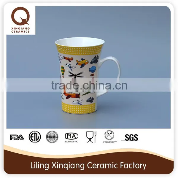 New Item 12oz Ceramic Horn Mug With Plane Decal photo-3
