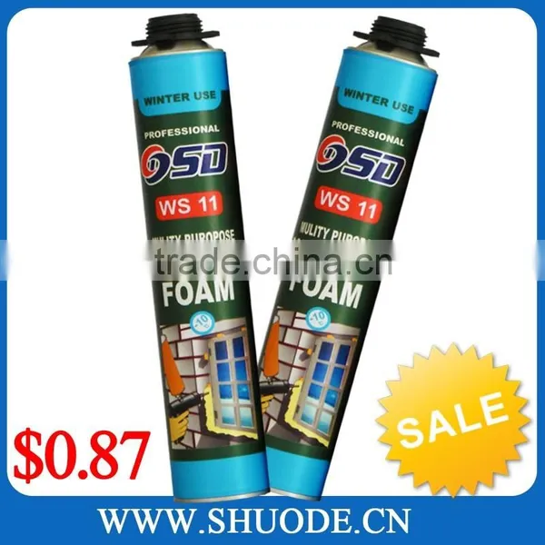 High Density 750ml pu Aerosol Winter Polyurethane Spray Foam Adhesive de Construction