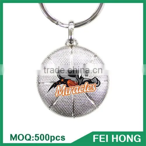 China Supplier Metal Two Sided Canada Sports Printed Basketball Key Ring