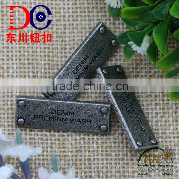 High Quality 2 Holes Engraved Brand Logo Metal Label Metal Plate for Clothing photo-6