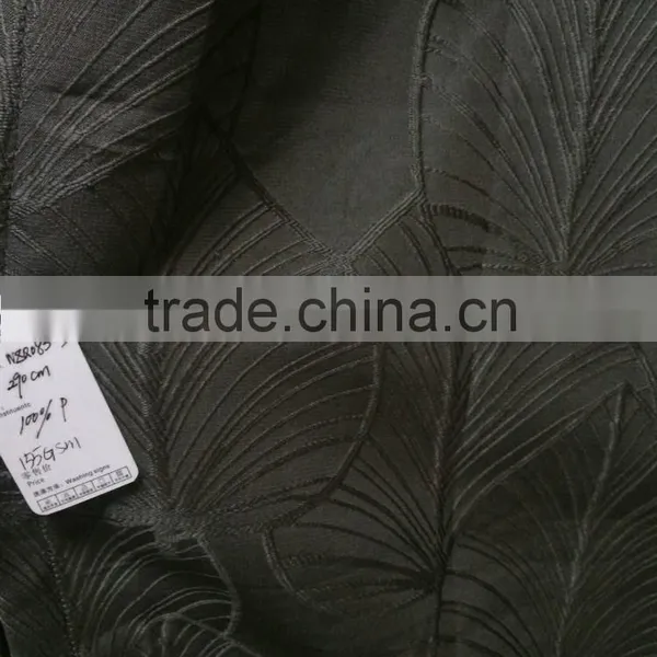 2016 New Arrival Modern Brief Style 100% Polyester Big Leaf Jacquard Window Curtain photo-3