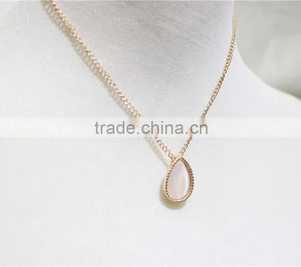 ROse Gold Necklace w/ White Cateye Necklace Simple Chain Gold Necklace2016 Fashion Style Wholesale photo-2