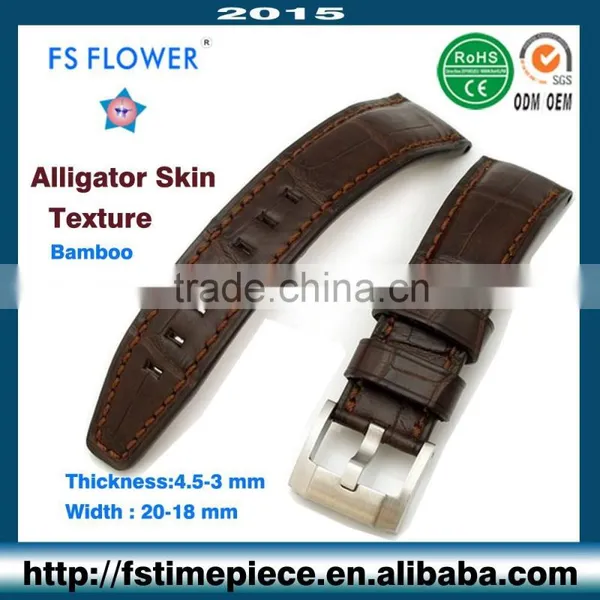 FS FLOWER - Glossy Luxury Quality Leather Belt Strap For Watch 22 mm