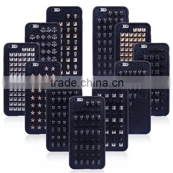 Soft Tpu+3D Metal Rivet Skull Start Back Case for Iphone6 Plus