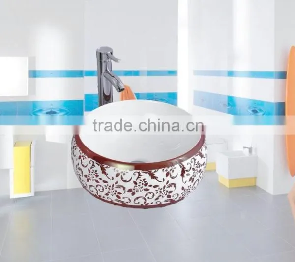 Fashionable Sanitary Ware Ceramic Bathroom Sink Chinese Style Golden Wash Basins photo-6