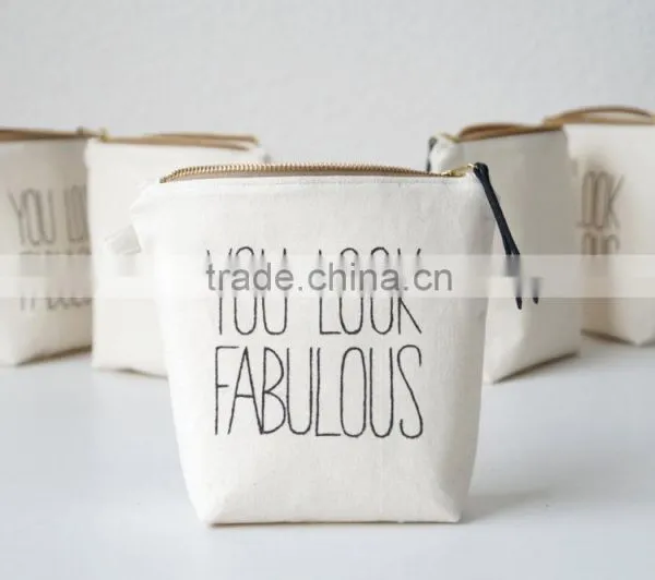 Black Canvas Custom Cosmetic Bag With Logo Printed on One Side photo-2