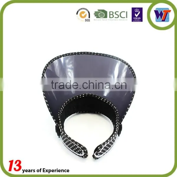 Black Cheap UV Protection PVC Plastic Caps Long Brim Sun Visor Hats photo-4
