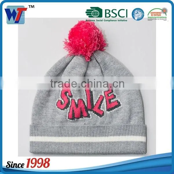 100 Acrylic Thick Knit Beanie Cap and Golves Set Smile Beanie Hat photo-2